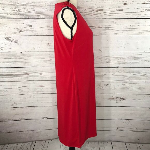 JM Collection Medium M Sheath Dress Sleeveless Red Lined Stretch V-Neck - Picture 5 of 10